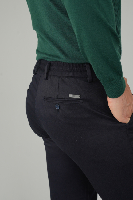 Lacivert Doğal Pamuk Lastikli Jagger Pantolon - 4