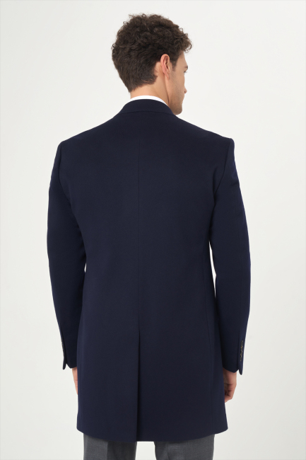 Lacivert Erkek Platium Yün Palto (1)