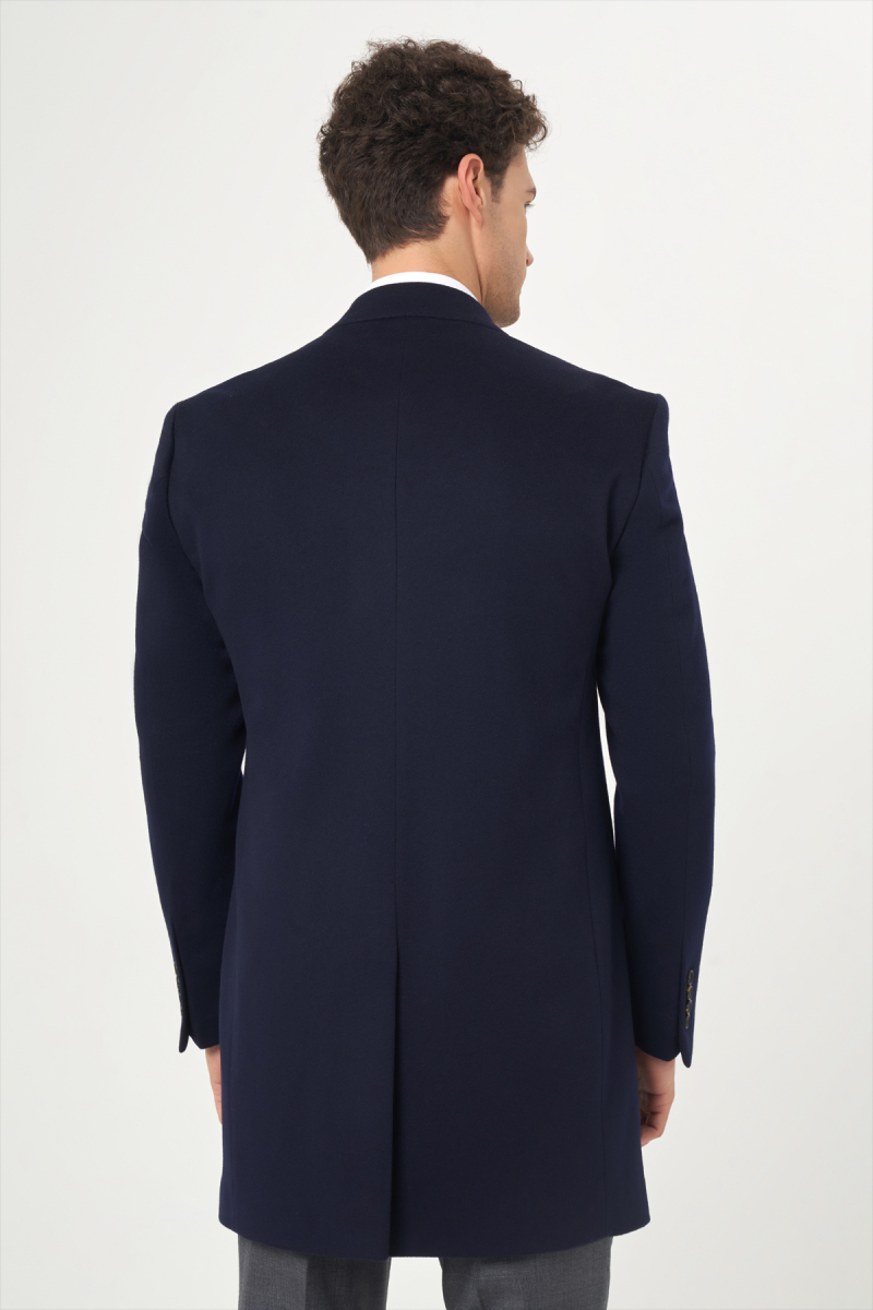 Lacivert Erkek Platium Yün Palto (1)