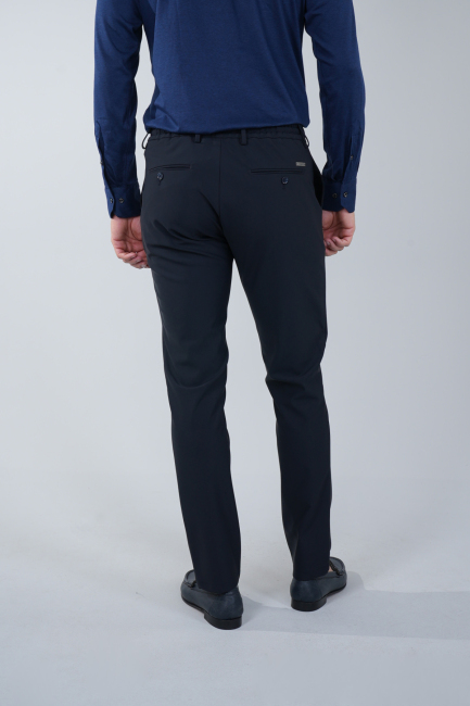PNS 24101 - 4 Pocket Plain Satin Sports Trousers Navy Blue (1)