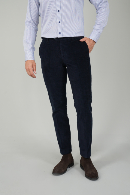 Lacivert Kadife 4 Cepli Spor Erkek Pantolon - 1