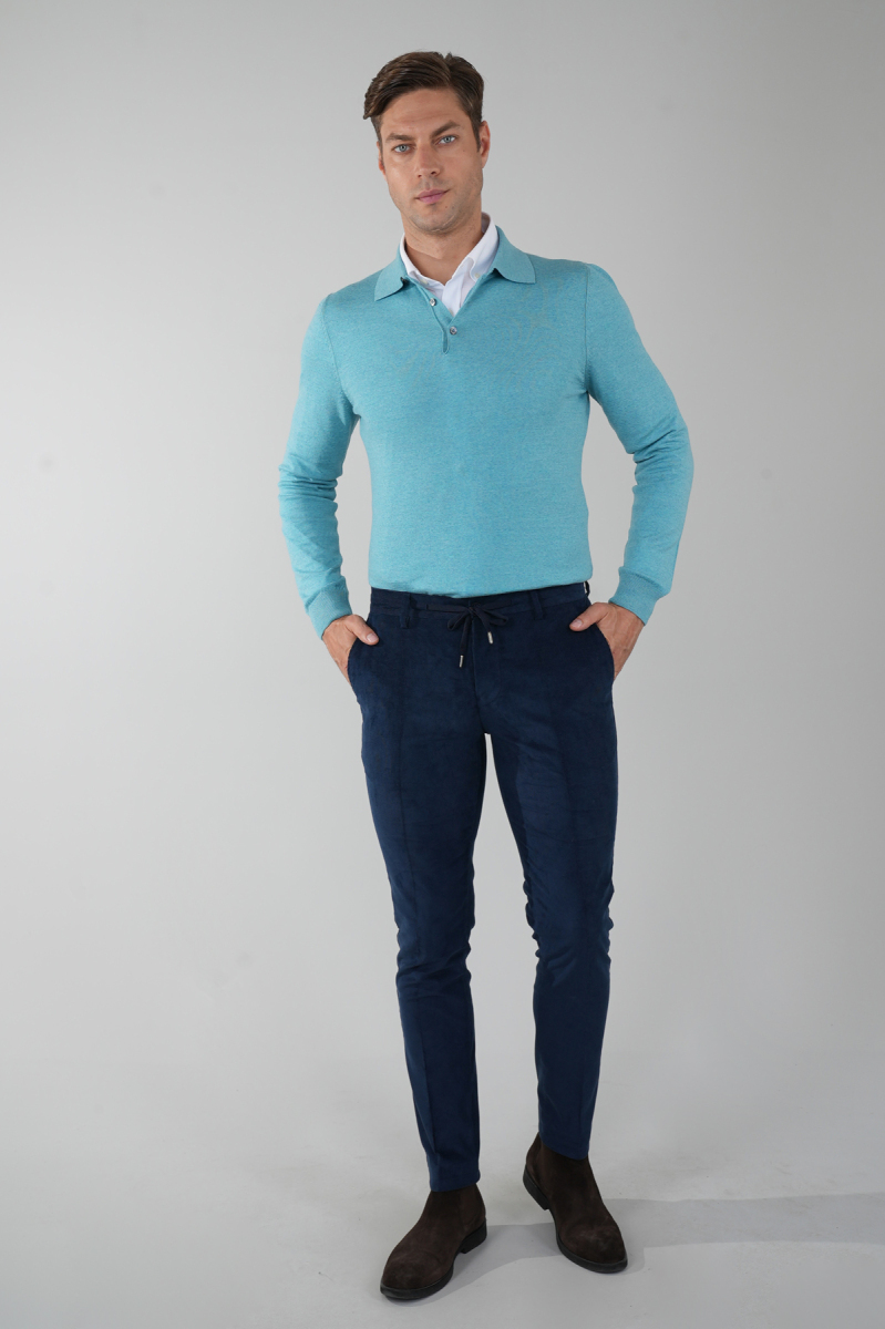 Lacivert Kadife Pamuklu Likralı Esnek Rahat Jagger Erkek Pantolon - 5