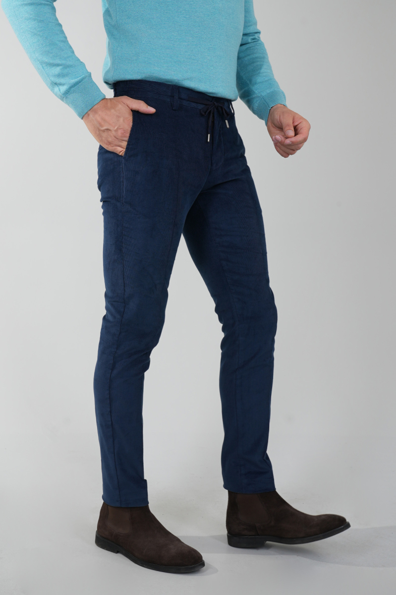 Lacivert Kadife Pamuklu Likralı Esnek Rahat Jagger Erkek Pantolon