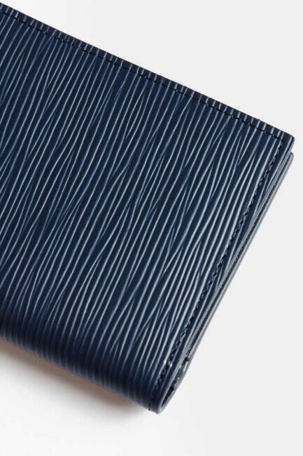 Lacivert Lazer Desenli Gerçek Deri Erkek Kartvizit - 3