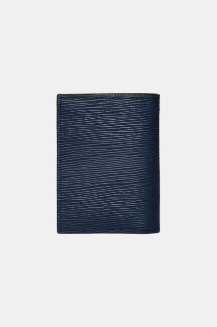 Lacivert Lazer Desenli Gerçek Deri Erkek Kartvizit - 4