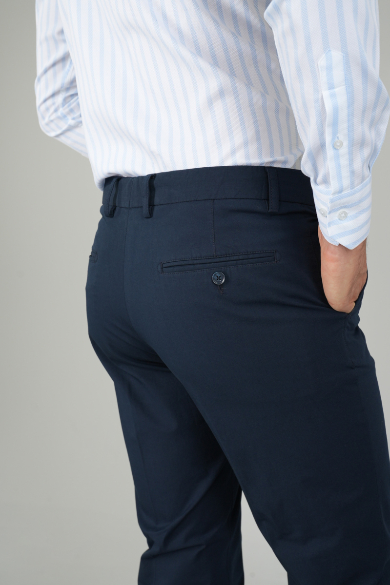 Lacivert Pamuk 4 Cepli Pilesiz Erkek Pantolon - 3