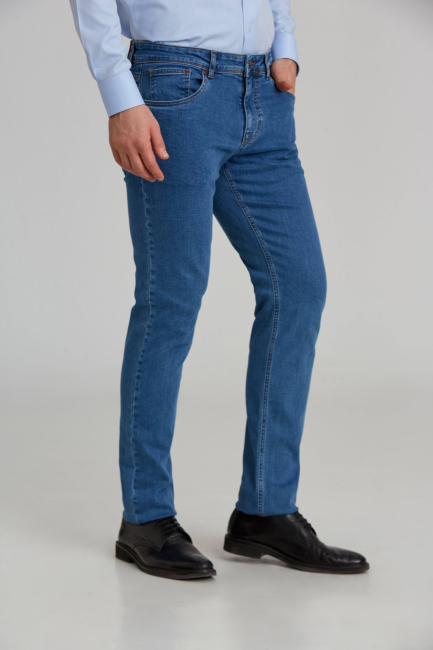 Lacivert Pamuk 5 Cepli Denim Erkek Pantolon - 3