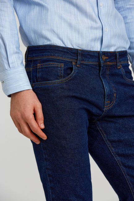 Lacivert Pamuk 5 Cepli Jean Erkek Pantolon - 4