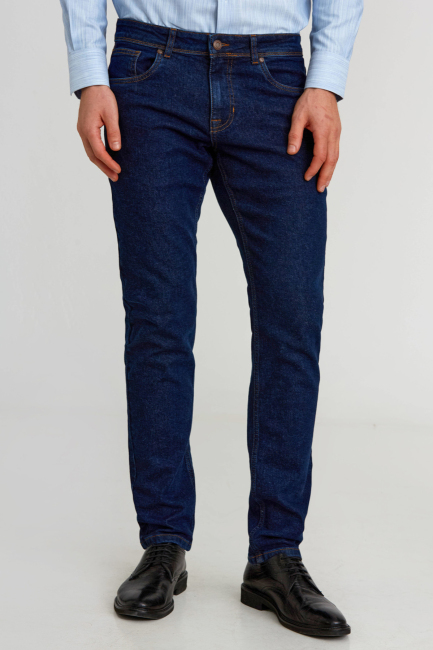 Lacivert Pamuk 5 Cepli Jean Erkek Pantolon - 1