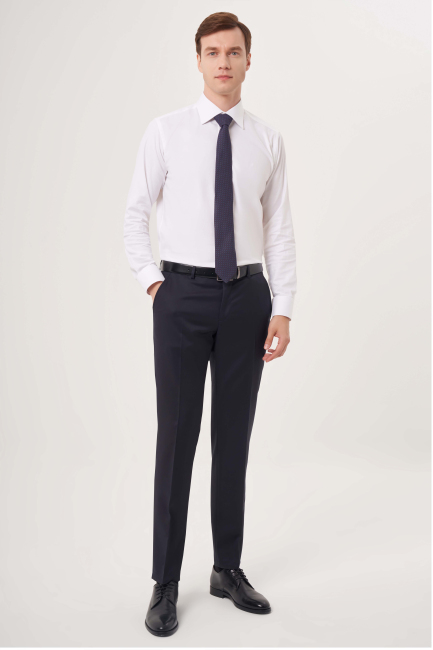 Lacivert Yün Dokuma Klasik Erkek Pantolon - 5