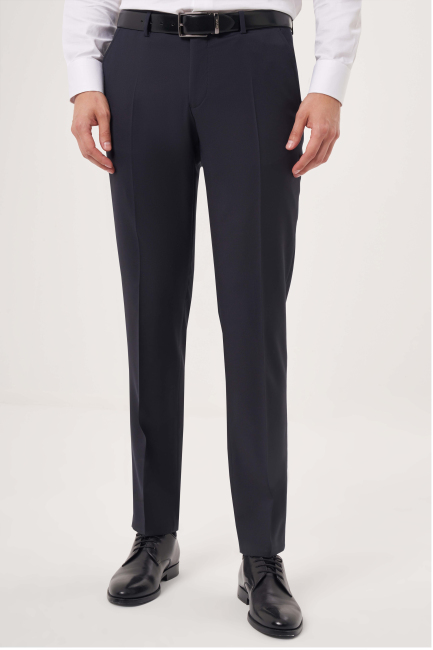 Lacivert Yün Dokuma Klasik Erkek Pantolon 