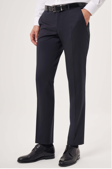 Lacivert Yün Dokuma Klasik Erkek Pantolon - 3