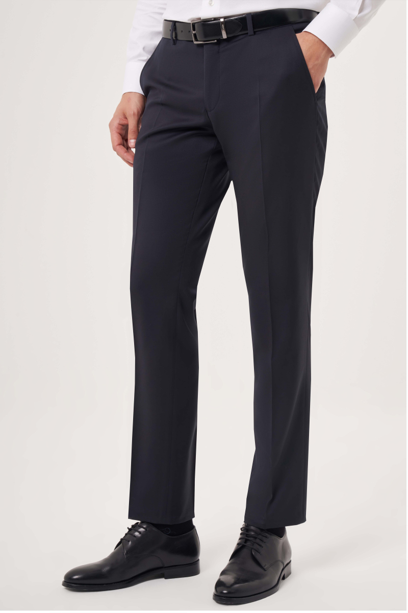 Lacivert Yün Dokuma Klasik Erkek Pantolon - 3