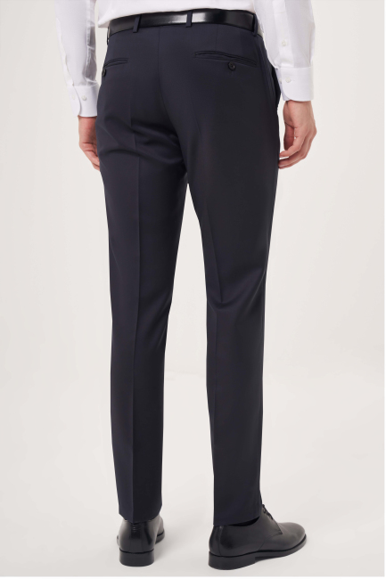 Lacivert Yün Dokuma Klasik Erkek Pantolon - 2