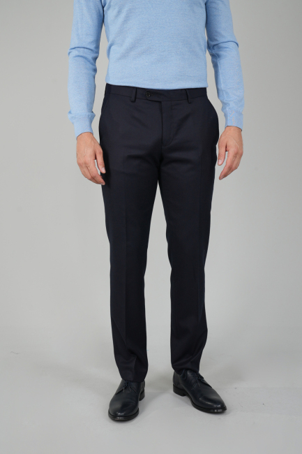 Lacivert Yün Flanel Regular Fit Klasik Erkek Pantolon 