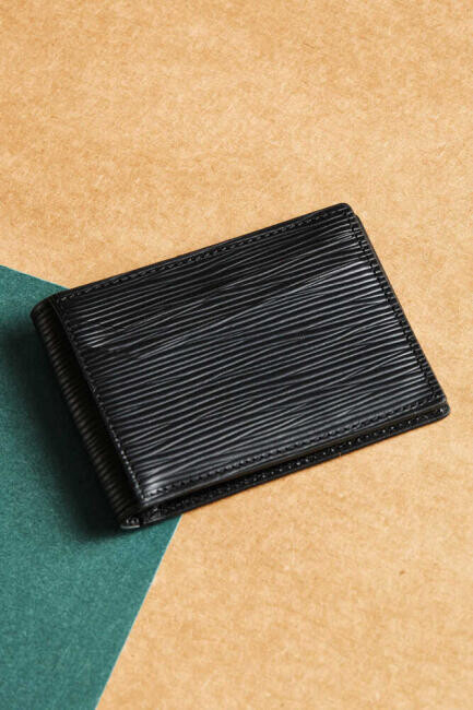 Lazer Desenli Deri Siyah Erkek Kartvizit