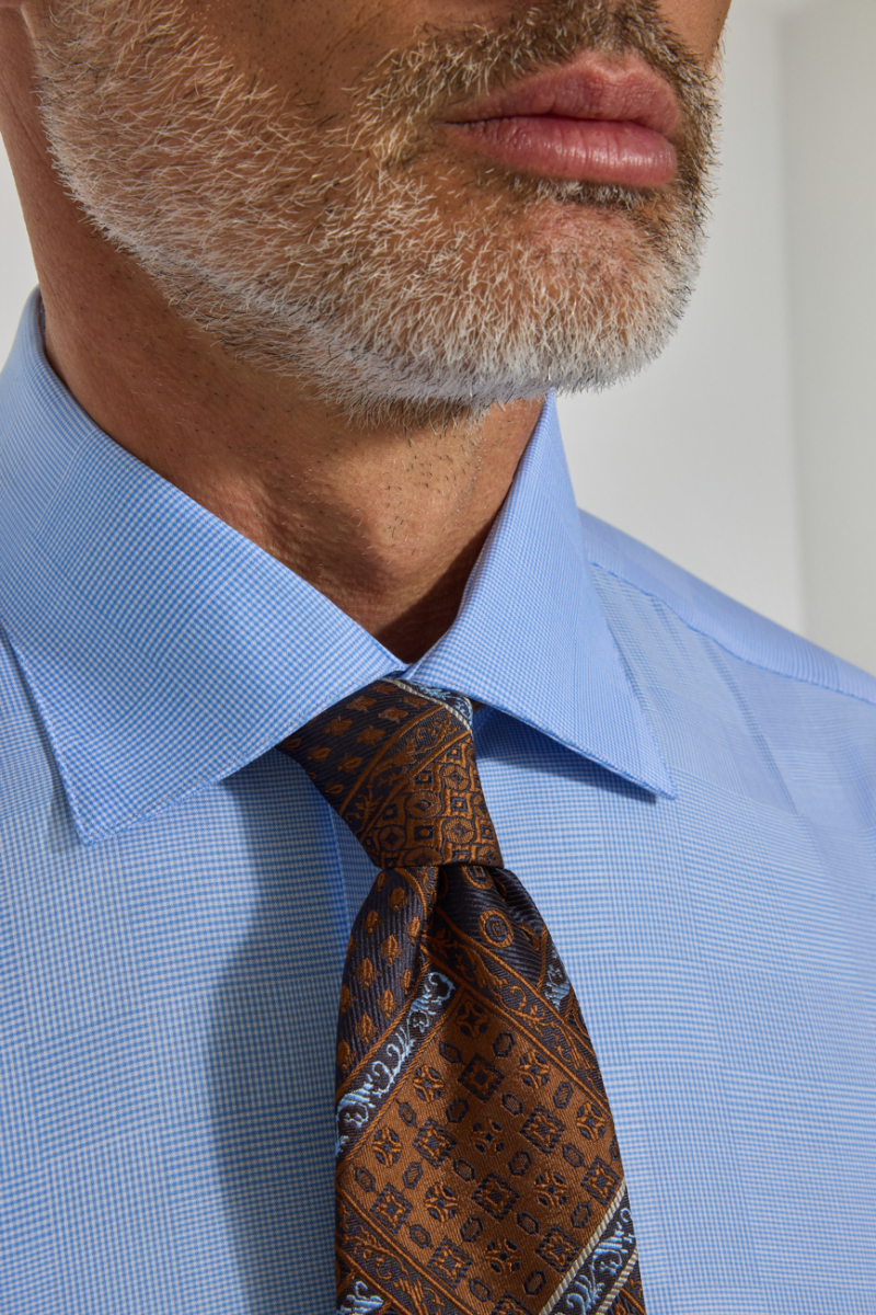 Mavi Regular Fit İtalyan Yaka Cepsiz Erkek Gömlek   - 5