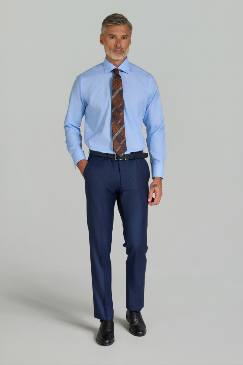 Mavi Regular Fit İtalyan Yaka Cepsiz Erkek Gömlek   (1)