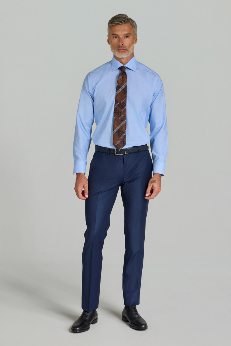 Mavi Regular Fit İtalyan Yaka Cepsiz Erkek Gömlek  