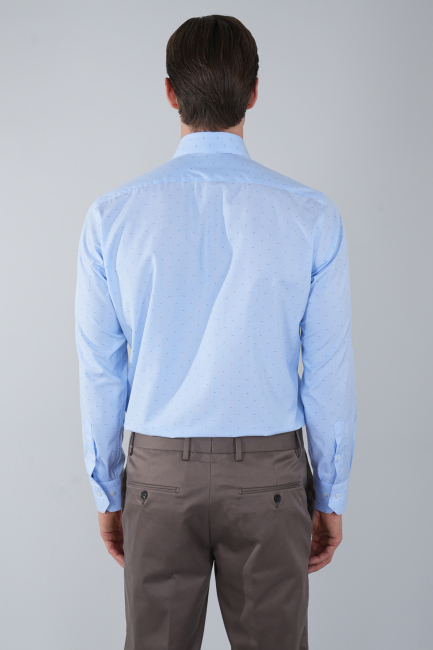 Mavi Uzun Kollu Pamuk Basic Erkek Cepsiz Gömlek   - 2