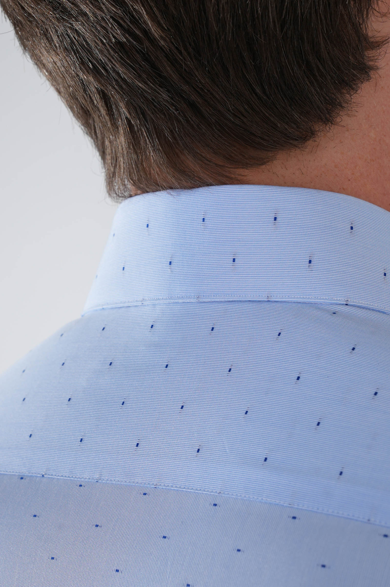 Mavi Uzun Kollu Pamuk Basic Erkek Cepsiz Gömlek   - 4