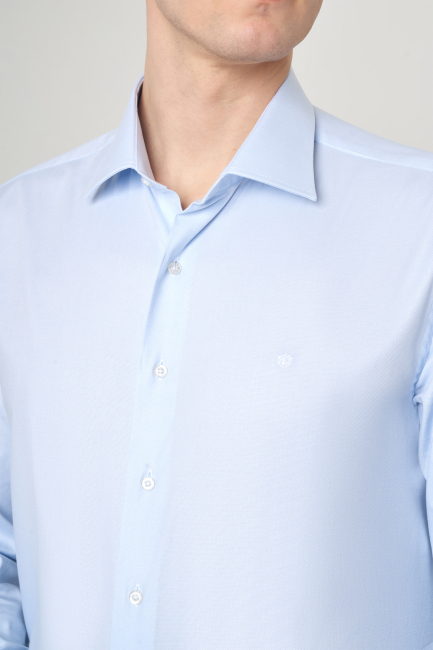 Modern Fit Açık Mavi Klasik C Yaka Erkek Gömlek - 3