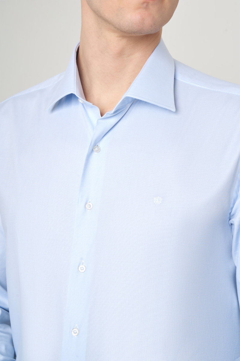 Modern Fit Açık Mavi Klasik C Yaka Erkek Gömlek - 3