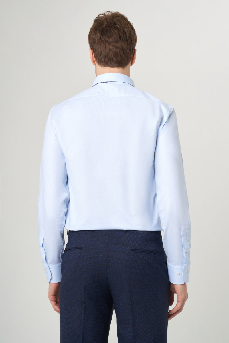 Modern Fit Açık Mavi Klasik C Yaka Erkek Gömlek - 2