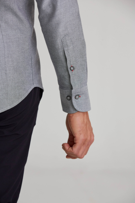 Modern Fit Gizli Düğmeli Siyah Spor Erkek Gömlek - 3