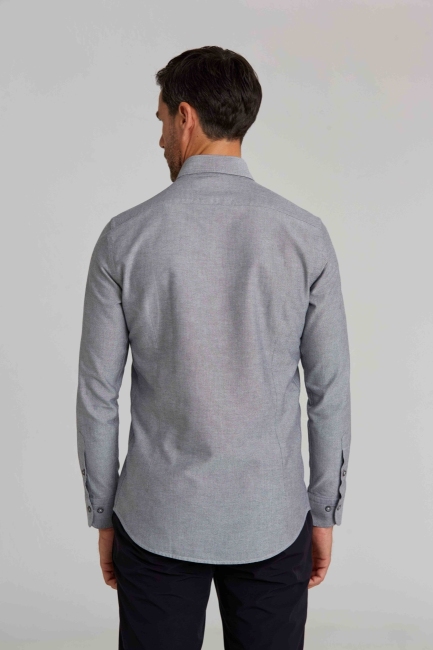 Modern Fit Gizli Düğmeli Siyah Spor Erkek Gömlek - 2