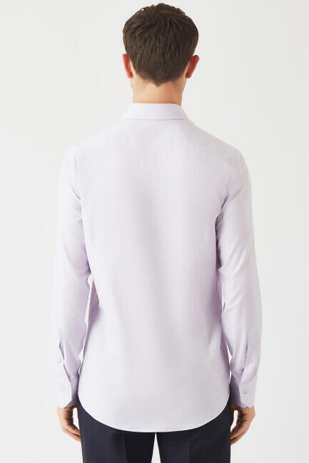 Modern Fit Lila Klasik C Yaka Erkek Gömlek - 2