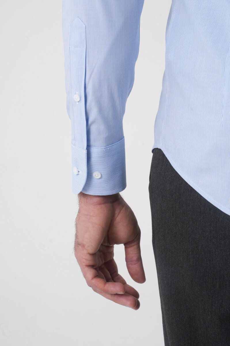 Modern Fit Pamuk Mavi Erkek Gömlek - 7