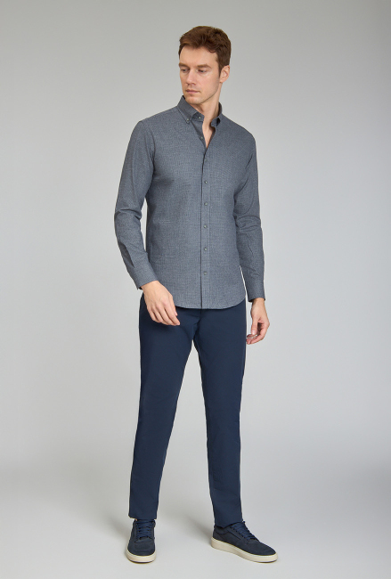 Modern Fit Paşa Yaka Antrasit Spor Erkek Gömlek - 2