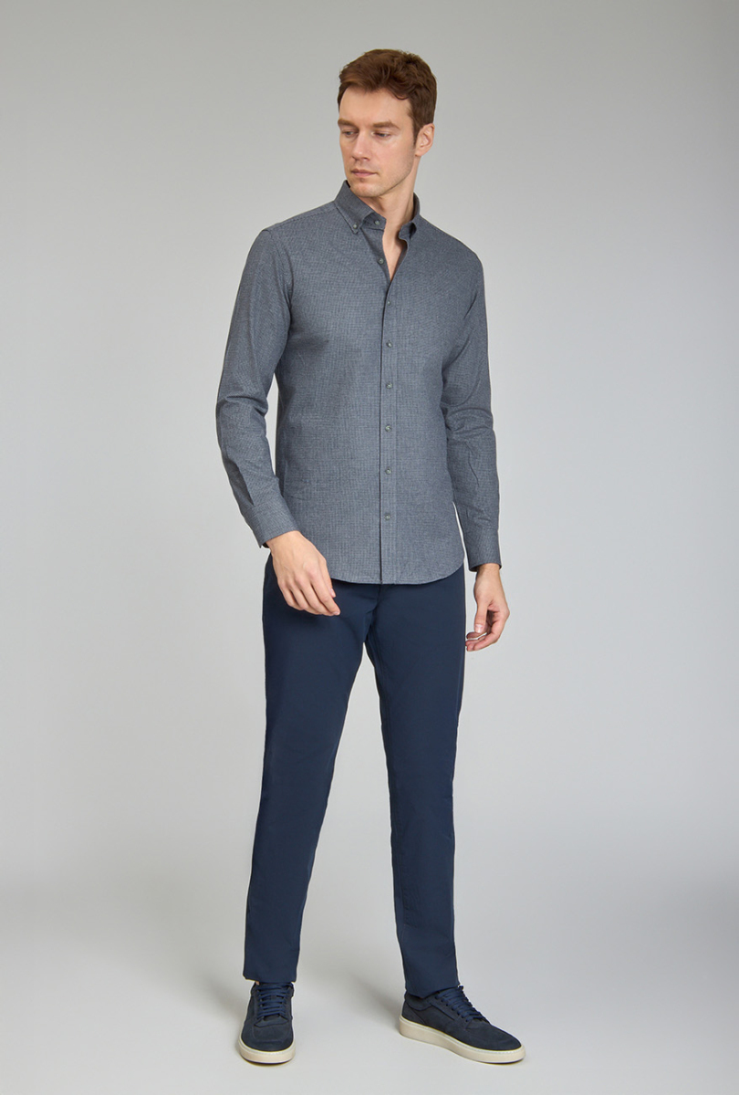 Modern Fit Paşa Yaka Antrasit Spor Erkek Gömlek - 2