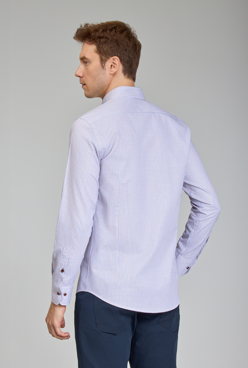 Modern Fit Paşa Yaka Düğmeli Bordo Spor Erkek Gömlek - 4