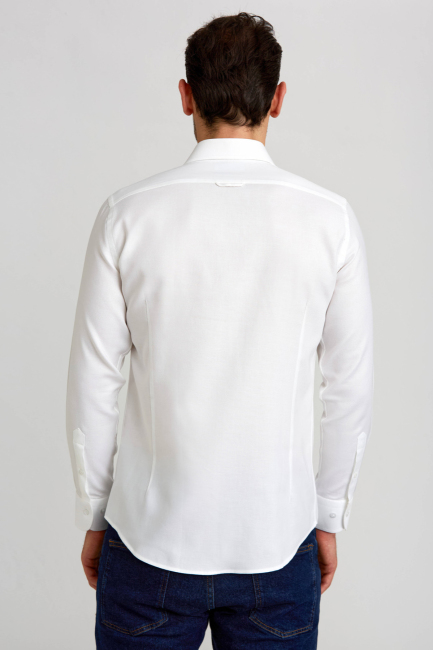 Modern Fit Half Italian Collar White Classic Men's Shirt (1)