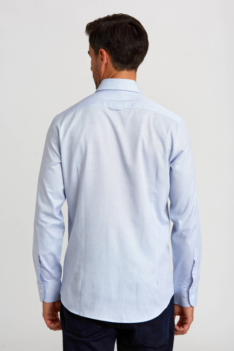 Modern Fit Yarım İtalyan Yaka Lacivert Klasik Erkek Gömlek (1)