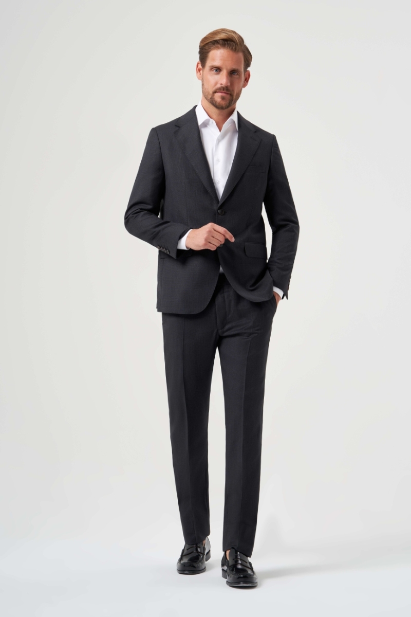 Mono Yaka Drop 4 Antrasit Yün Erkek Takım Elbise