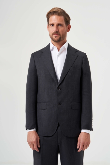 Mono Yaka Drop 4 Antrasit Yün Erkek Takım Elbise - 6