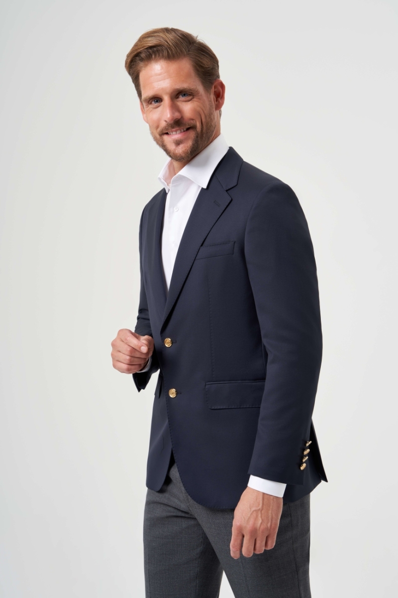 Mono Yaka Drop 4 Lacivert Blazer Erkek Yün Ceket