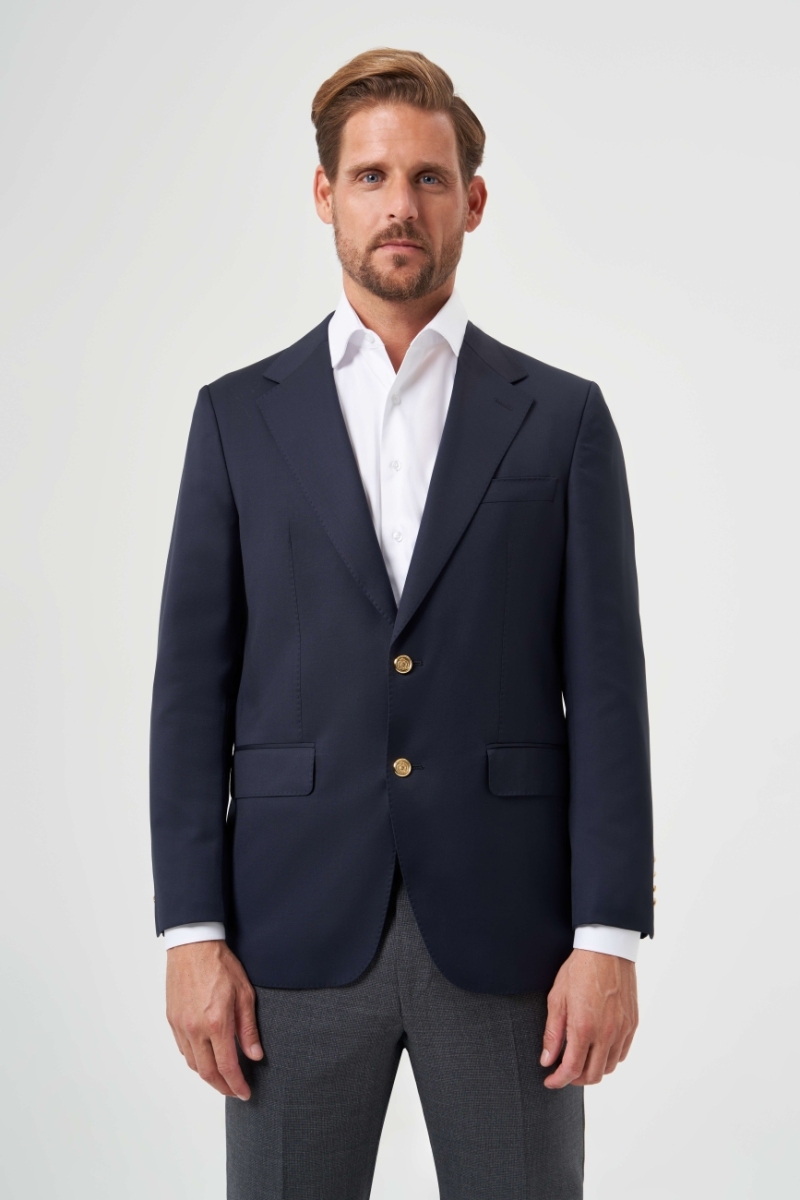 Mono Yaka Drop 4 Lacivert Blazer Erkek Yün Ceket - 6