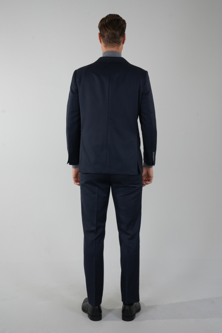 Mono Yaka Drop 4 Lacivert Erkek Yün Takım Elbise - 2