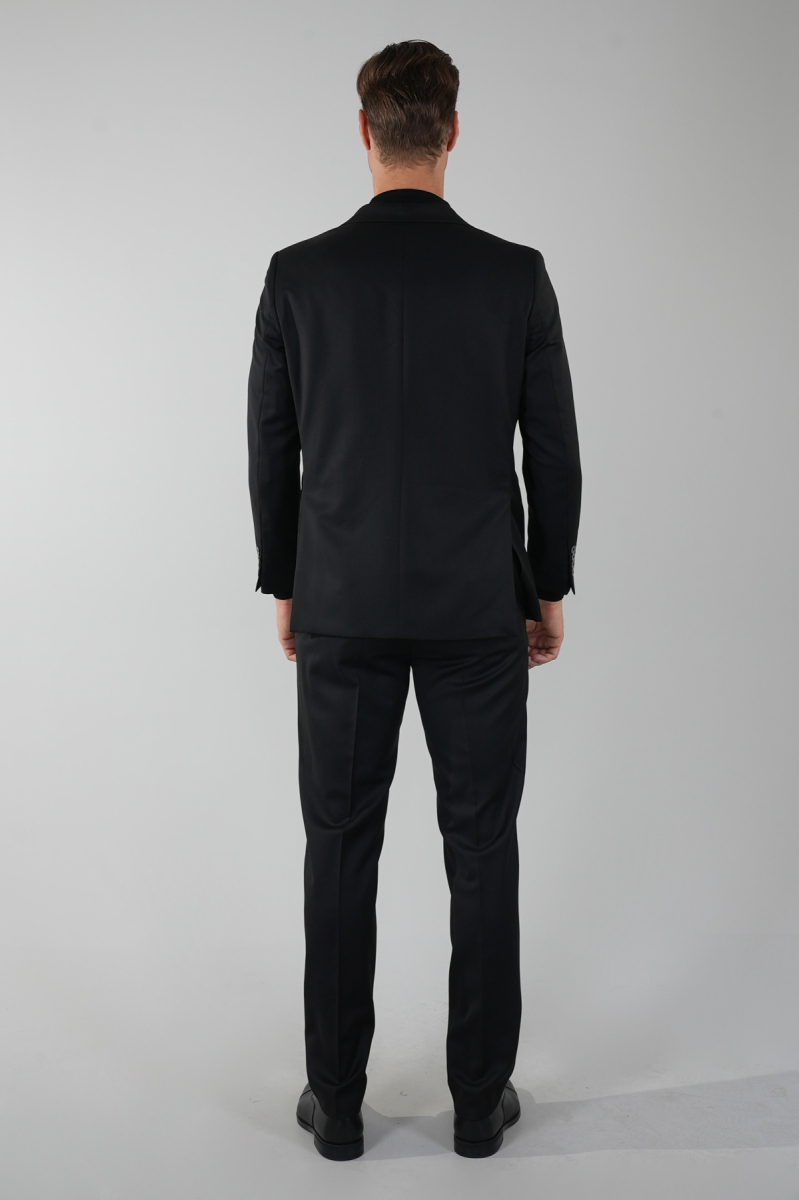 Mono Yaka Drop 4 Siyah Erkek Yün Takım Elbise (1)