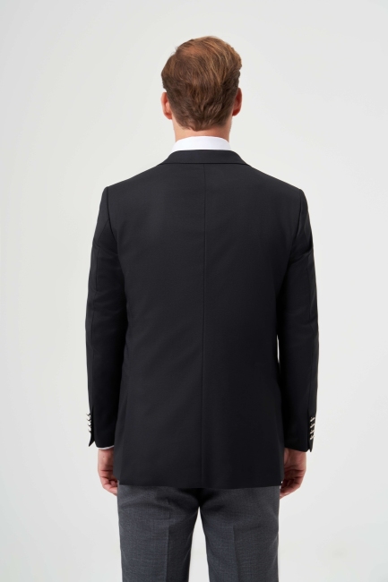 Mono Collar Drop 6 Double Slits Black Men's Jacket (1)