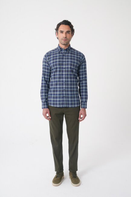 Regular Fit Pamuk Lacivert Erkek Gömlek - 3