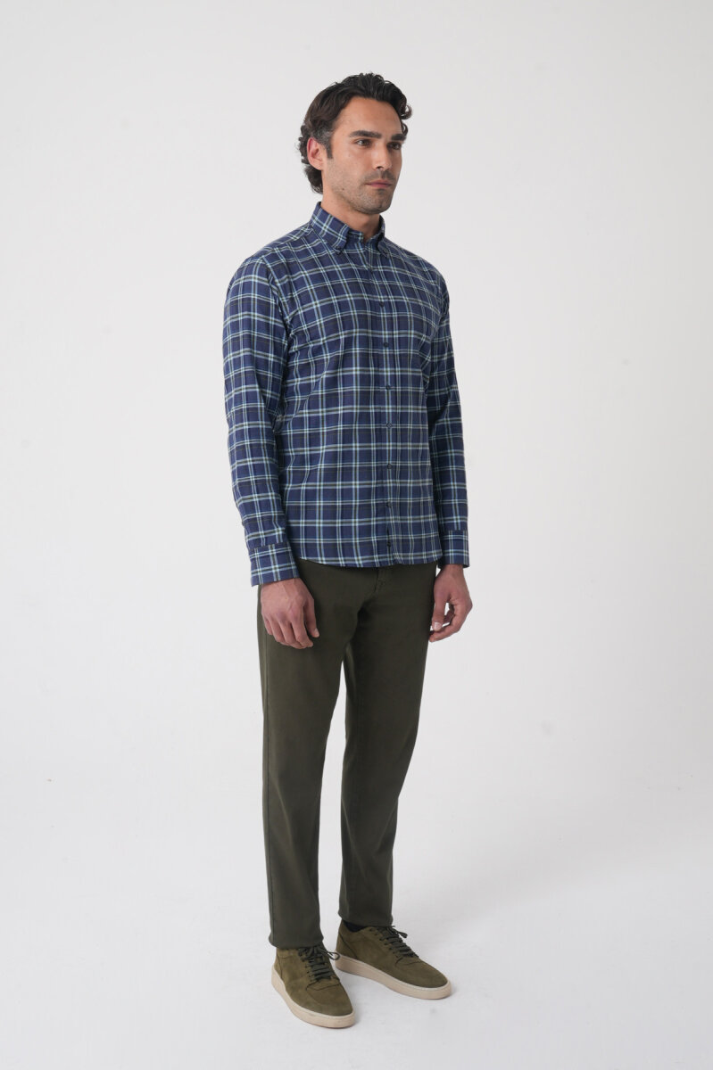 Regular Fit Pamuk Lacivert Erkek Gömlek - 4