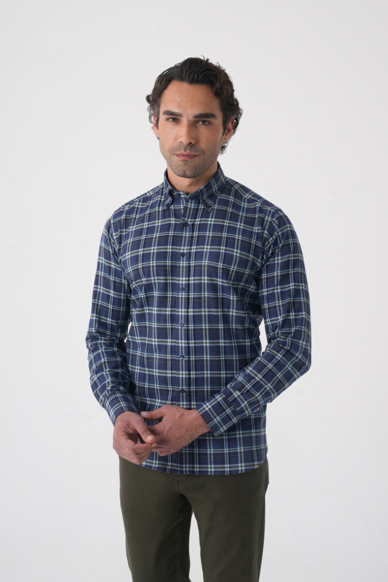 Regular Fit Pamuk Lacivert Erkek Gömlek (1)