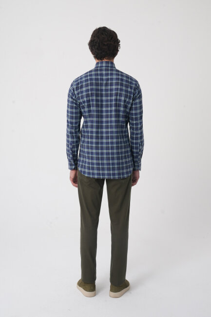 Regular Fit Pamuk Lacivert Erkek Gömlek - 5