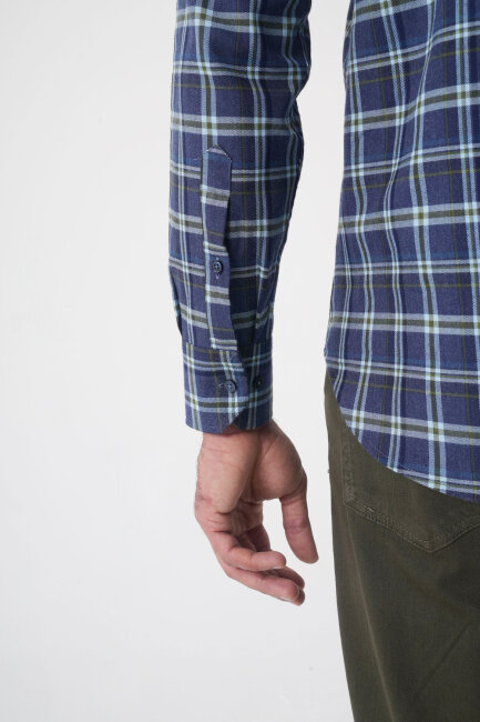 Regular Fit Pamuk Lacivert Erkek Gömlek - 6