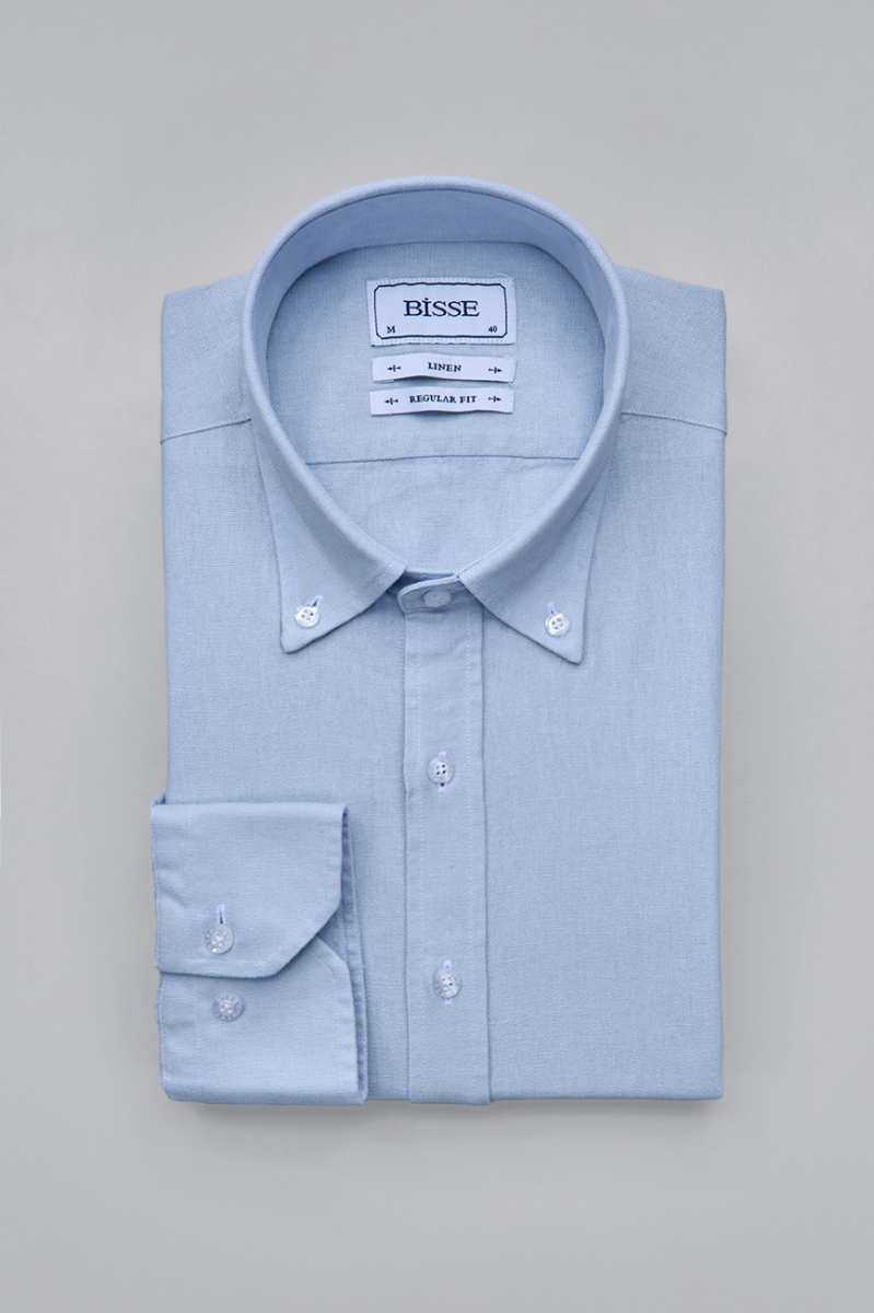 Regular Fit Uzun Kollu Mavi Erkek Gömlek - 3